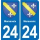 24 Coursac blason autocollant plaque stickers département