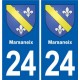 24 Coursac blason autocollant plaque stickers département