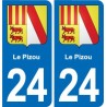 24 Coursac blason autocollant plaque stickers département