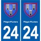 24 Coursac blason autocollant plaque stickers département