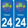 24 Coursac blason autocollant plaque stickers département