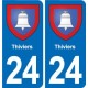 24 Coursac blason autocollant plaque stickers département
