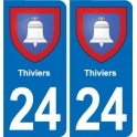 24 Thiviers escudo de armas de la placa etiqueta de la etiqueta engomada del departamento de