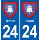 24 Coursac blason autocollant plaque stickers département