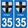 35 Janzé blason autocollant plaque stickers ville