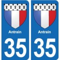 35 Antrim escudo de armas de la etiqueta engomada de la placa de pegatinas de la ciudad