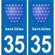 35 Saint-Gilles escudo de armas de la etiqueta engomada de la placa de pegatinas de la ciudad