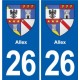 26 Allex blason autocollant plaque stickers ville