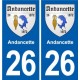 26 Andancette blason autocollant plaque stickers ville