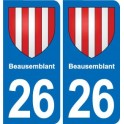 26 Dieulefit blason autocollant plaque stickers ville