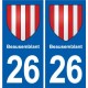 26 Dieulefit blason autocollant plaque stickers ville