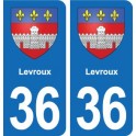36 Levroux coat of arms, city sticker, plate sticker