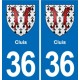36 Vatan blason ville autocollant plaque stickers