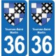 36 Vatan blason ville autocollant plaque stickers