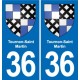 36 Vatan blason ville autocollant plaque stickers