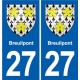 27 Léry blason autocollant plaque stickers ville