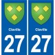 27 Léry blason autocollant plaque stickers ville