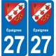 27 Léry blason autocollant plaque stickers ville