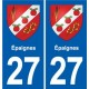 27 Léry blason autocollant plaque stickers ville
