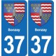 37 Bourgueil blason ville autocollant plaque stickers
