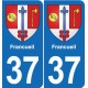 37 Bourgueil blason ville autocollant plaque stickers