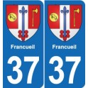 37 Bourgueil blason ville autocollant plaque stickers