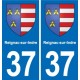 37 Bourgueil blason ville autocollant plaque stickers