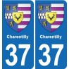37 Bourgueil blason ville autocollant plaque stickers