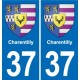 37 Bourgueil blason ville autocollant plaque stickers