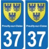 37 Bourgueil blason ville autocollant plaque stickers