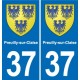 37 Preuilly-sur-Claise blason ville autocollant plaque stickers