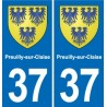 37 Preuilly-sur-Claise blason ville autocollant plaque stickers