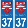 37 Bourgueil blason ville autocollant plaque stickers