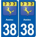 38 Moirans blason ville autocollant plaque stickers