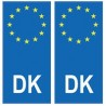 Danemark Danmark europe autocollant plaque