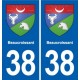 38 Moirans blason ville autocollant plaque stickers