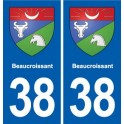 38 Moirans blason ville autocollant plaque stickers