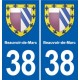 38 Moirans blason ville autocollant plaque stickers
