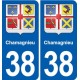 38 Moirans blason ville autocollant plaque stickers