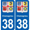 38 Moirans blason ville autocollant plaque stickers