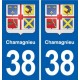 38 Moirans blason ville autocollant plaque stickers