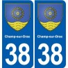 38 Moirans blason ville autocollant plaque stickers