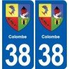 38 Moirans blason ville autocollant plaque stickers