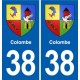 38 Moirans blason ville autocollant plaque stickers