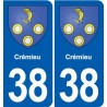 38 Moirans blason ville autocollant plaque stickers