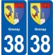 38 Moirans blason ville autocollant plaque stickers