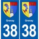38 Moirans blason ville autocollant plaque stickers