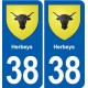 38 Moirans blason ville autocollant plaque stickers