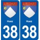 38 Moirans blason ville autocollant plaque stickers