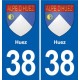 38 Moirans blason ville autocollant plaque stickers